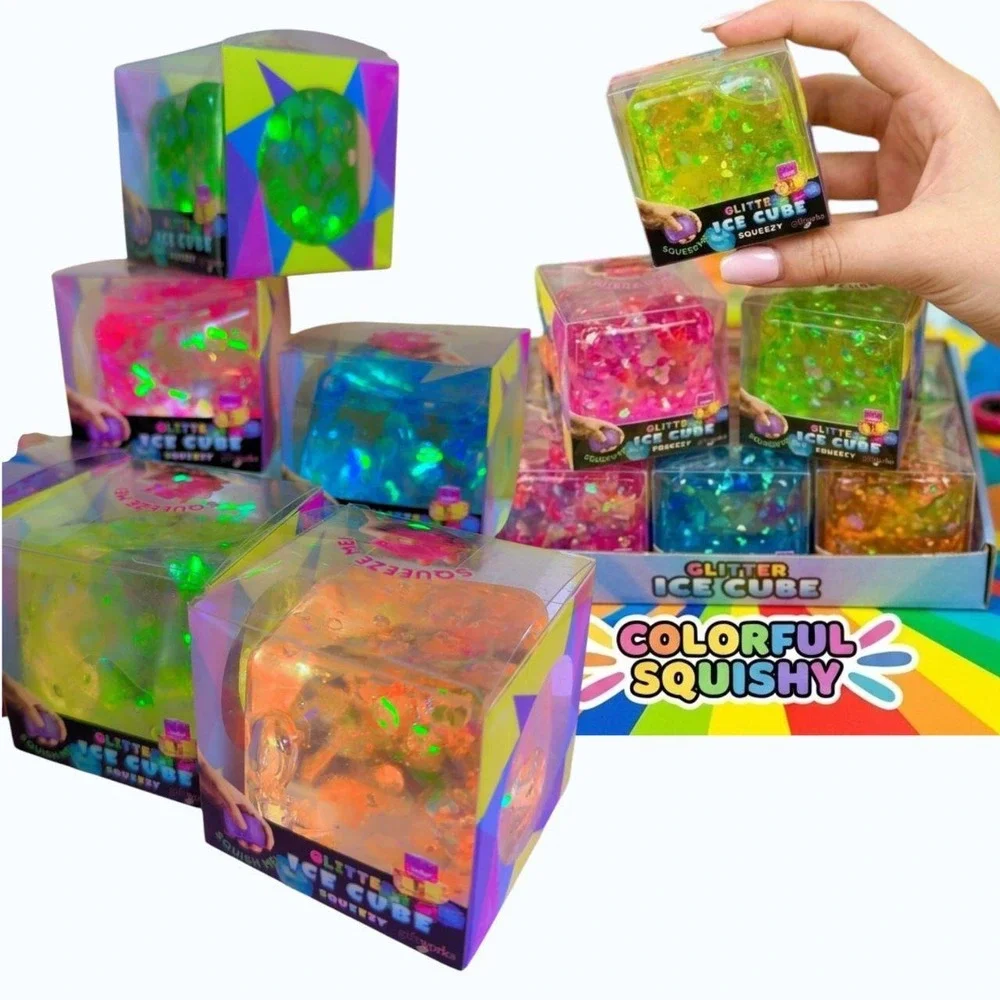 BRAND NEW GLITTER ICE CUBE SQUISHY‎ TOY